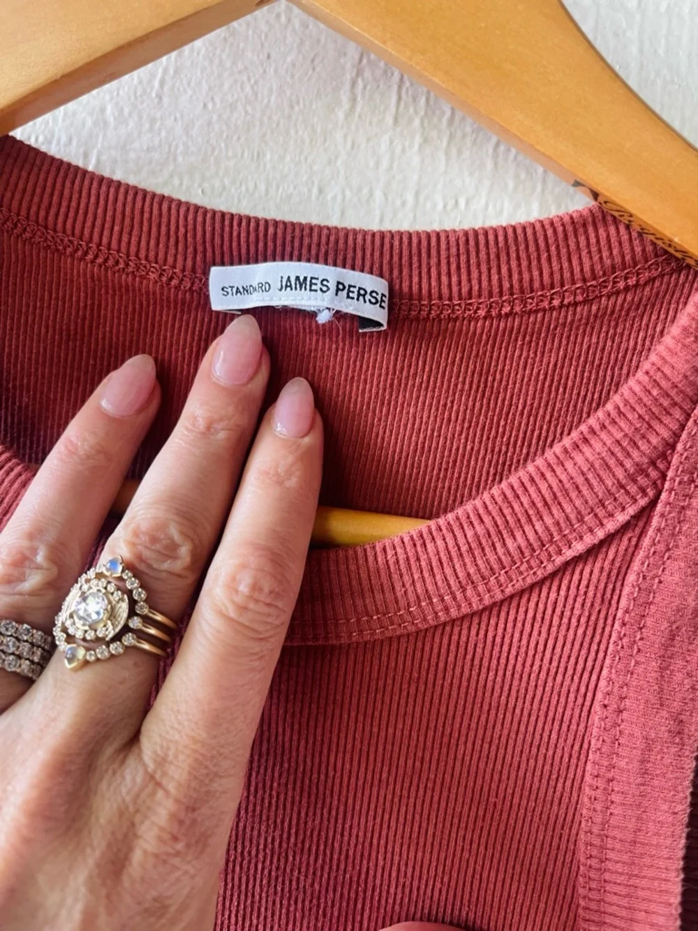 James Perse Rust Red Ribbed Tank Top - Picture 3 of 6